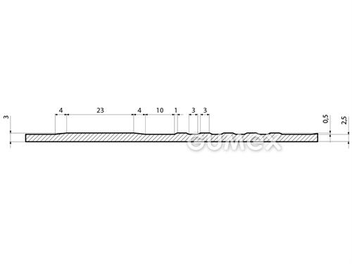 Gumová podlahovina s dezénom D70 A608, hrúbka 3mm, šíře 1400mm, 70°ShA, dezén kladivkový, NR-SBR-NBR, -20°C/+70°C, šedá